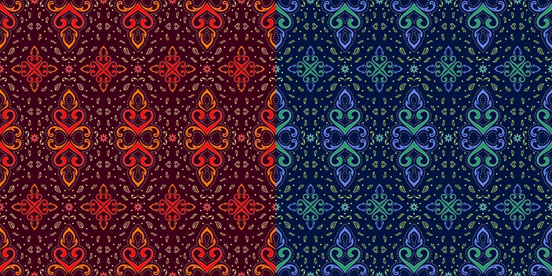 hermoso patrón sin costuras batik detallado vector