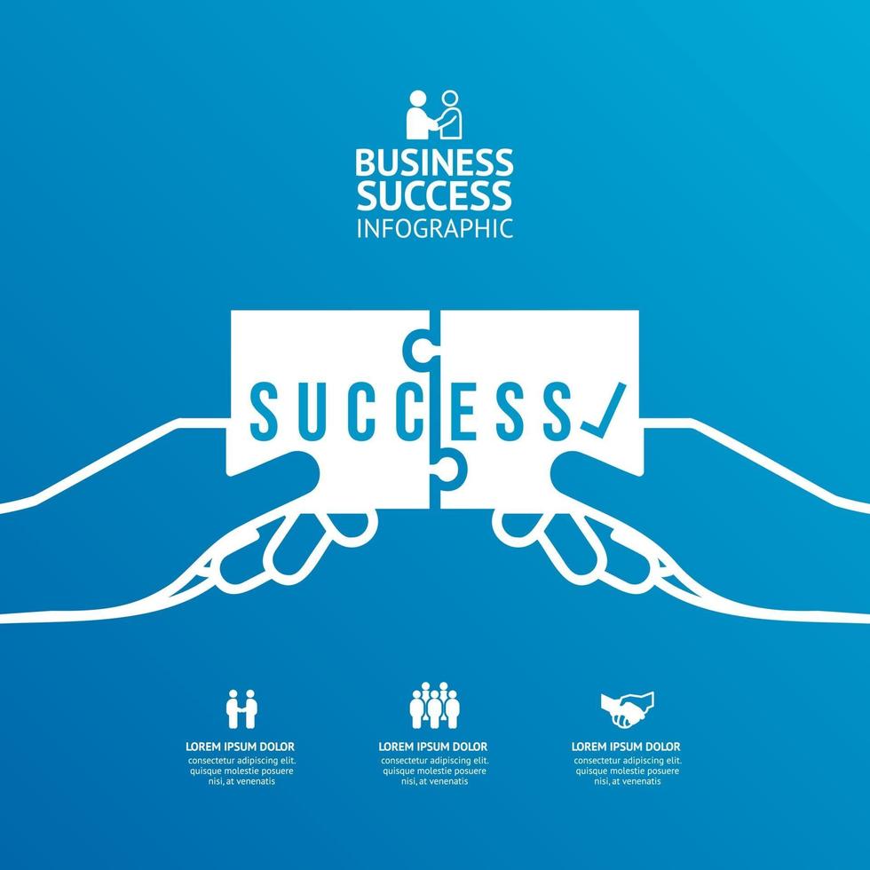 Success Jigsaw flat line infographic concept design vector