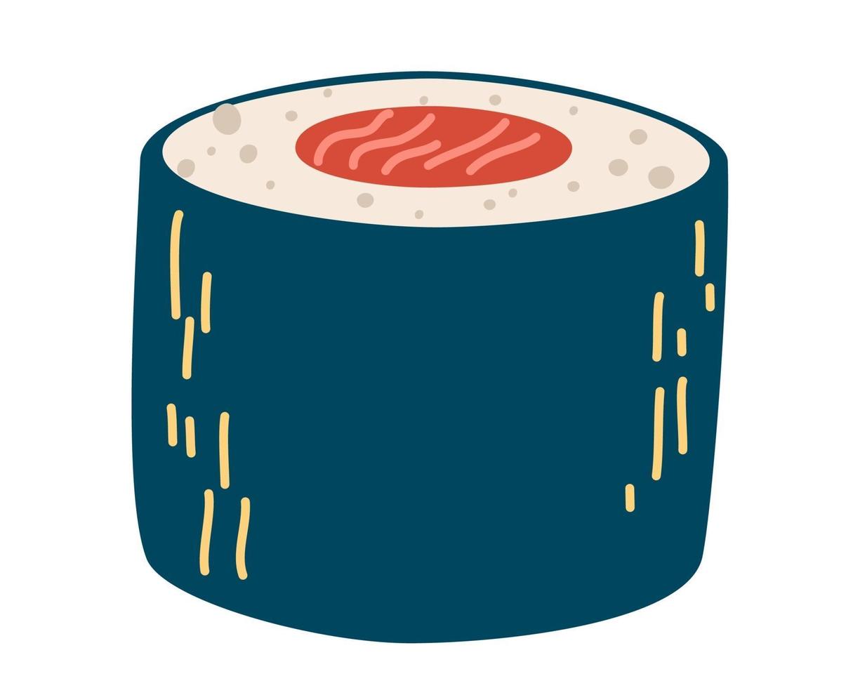 rollo de salmón. Sushi. arroz blanco, sushi, salmón nori. vector