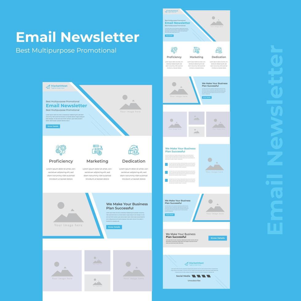 plantilla de boletín de noticias de marketing por correo electrónico corporativo receptivo vector