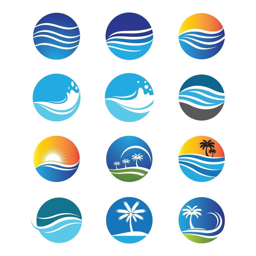 Sunset beach logo images vector