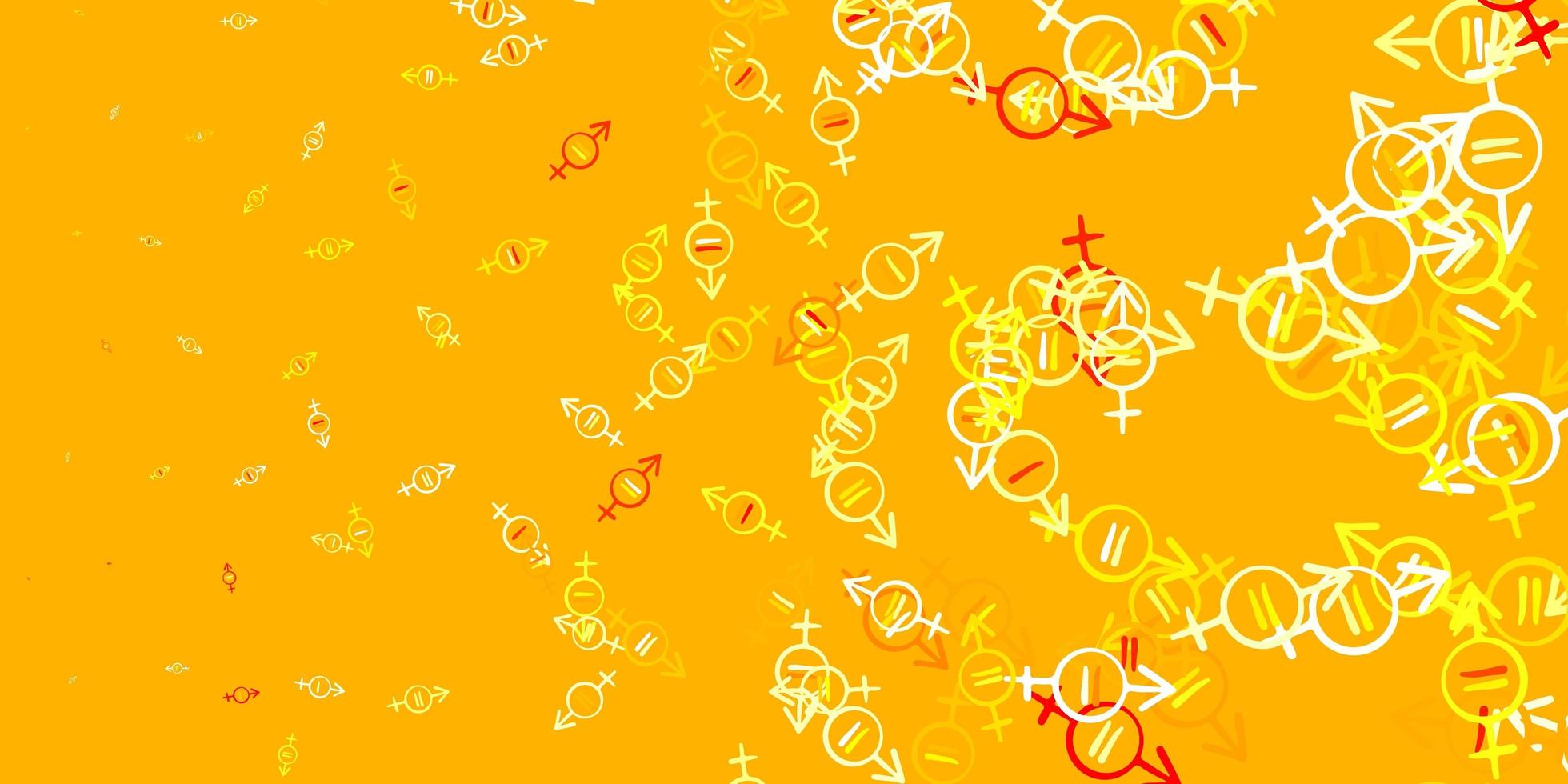 Light Red, Yellow vector background with woman symbols.