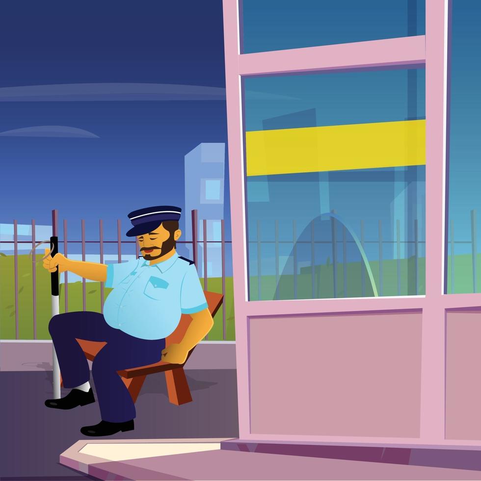 Character design of Security Guard with Office Background. vector