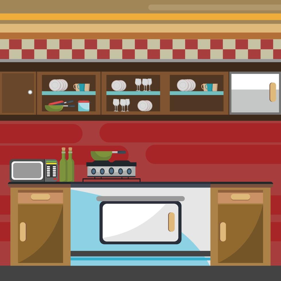 Ilustración del interior de la cocina moderna vector