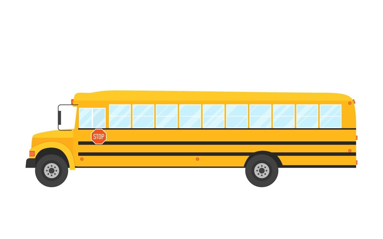 Icon of school bus side views isolated. Vector illustration