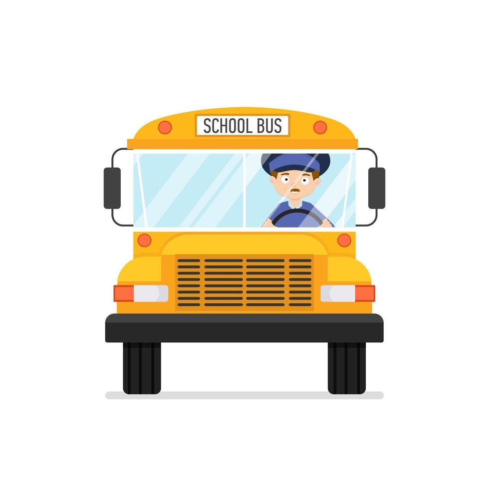 autobús escolar con chofer. ilustración vectorial vector