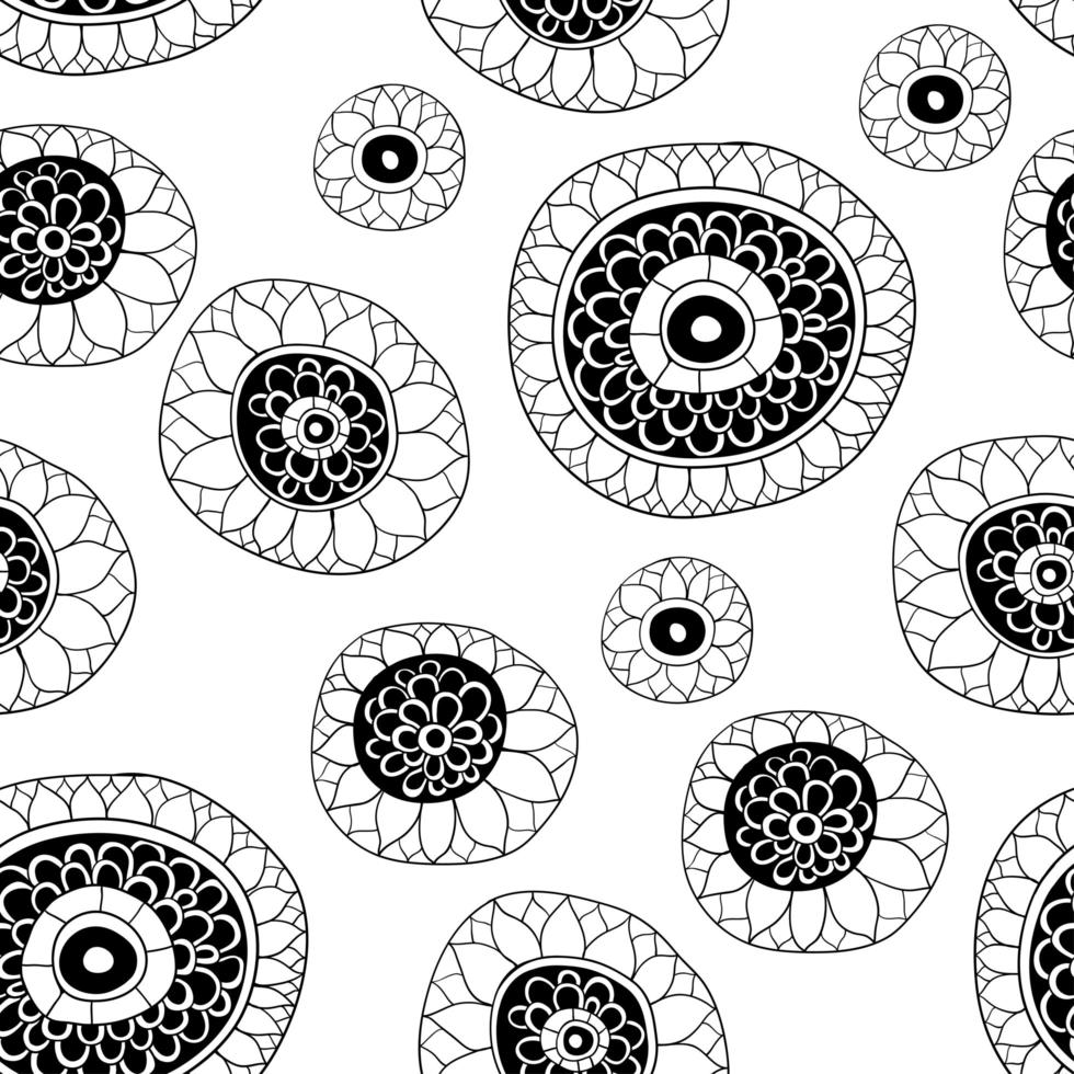 A Seamless floral pattern with outline flowers vector