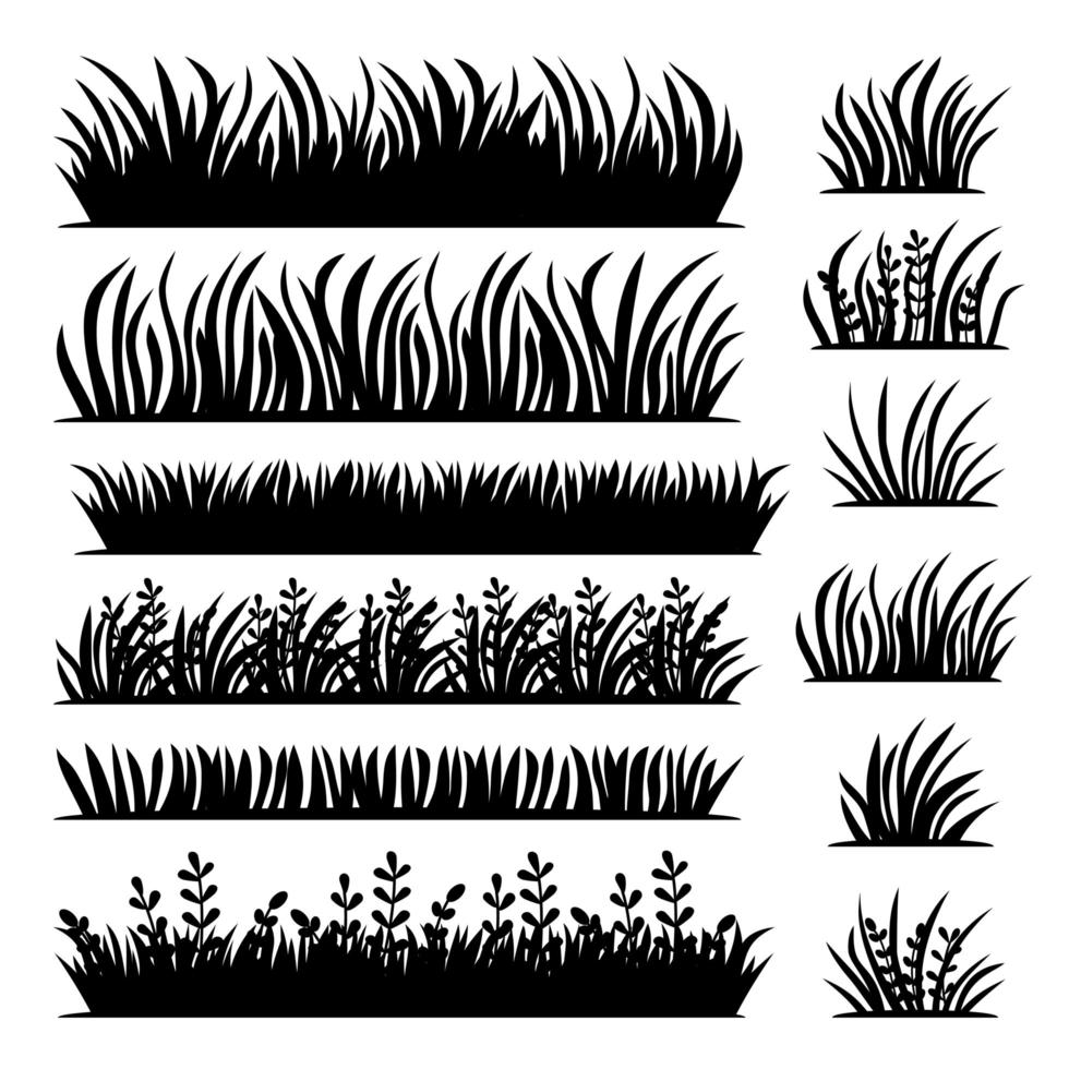 Vector tufts of grass in black color