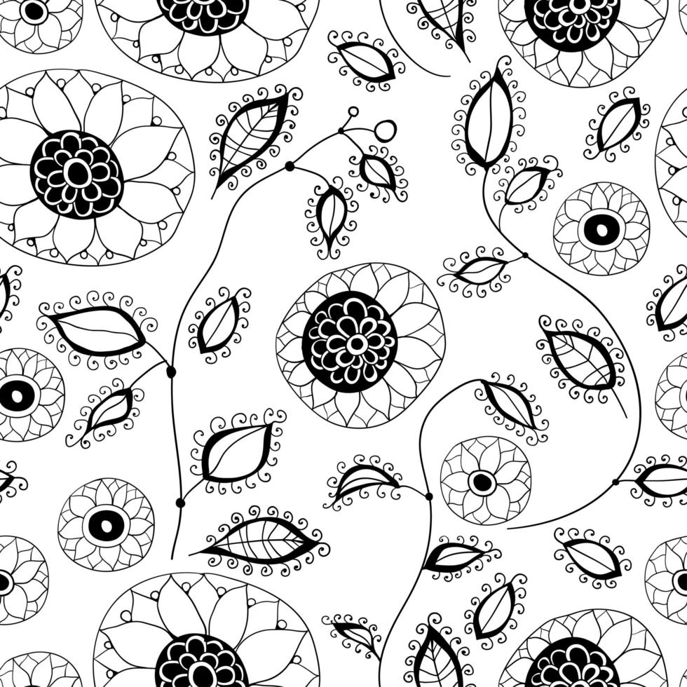 A Seamless floral pattern with outline flowers vector