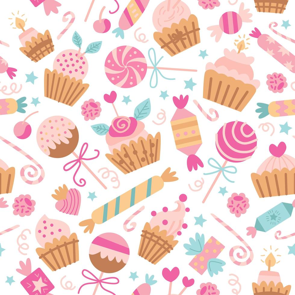 Vector seamless pattern with candies. Sweet candy