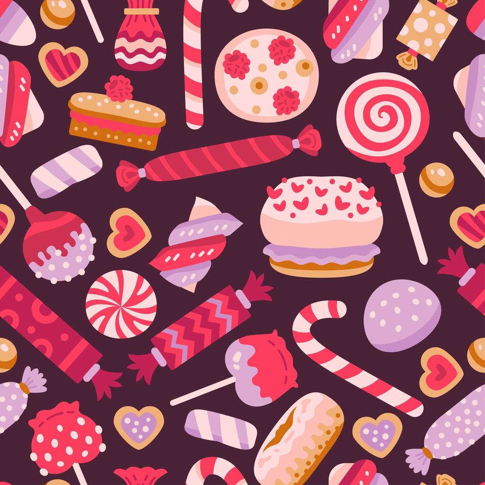 Valentine day sweet pattern with different cupcake vector