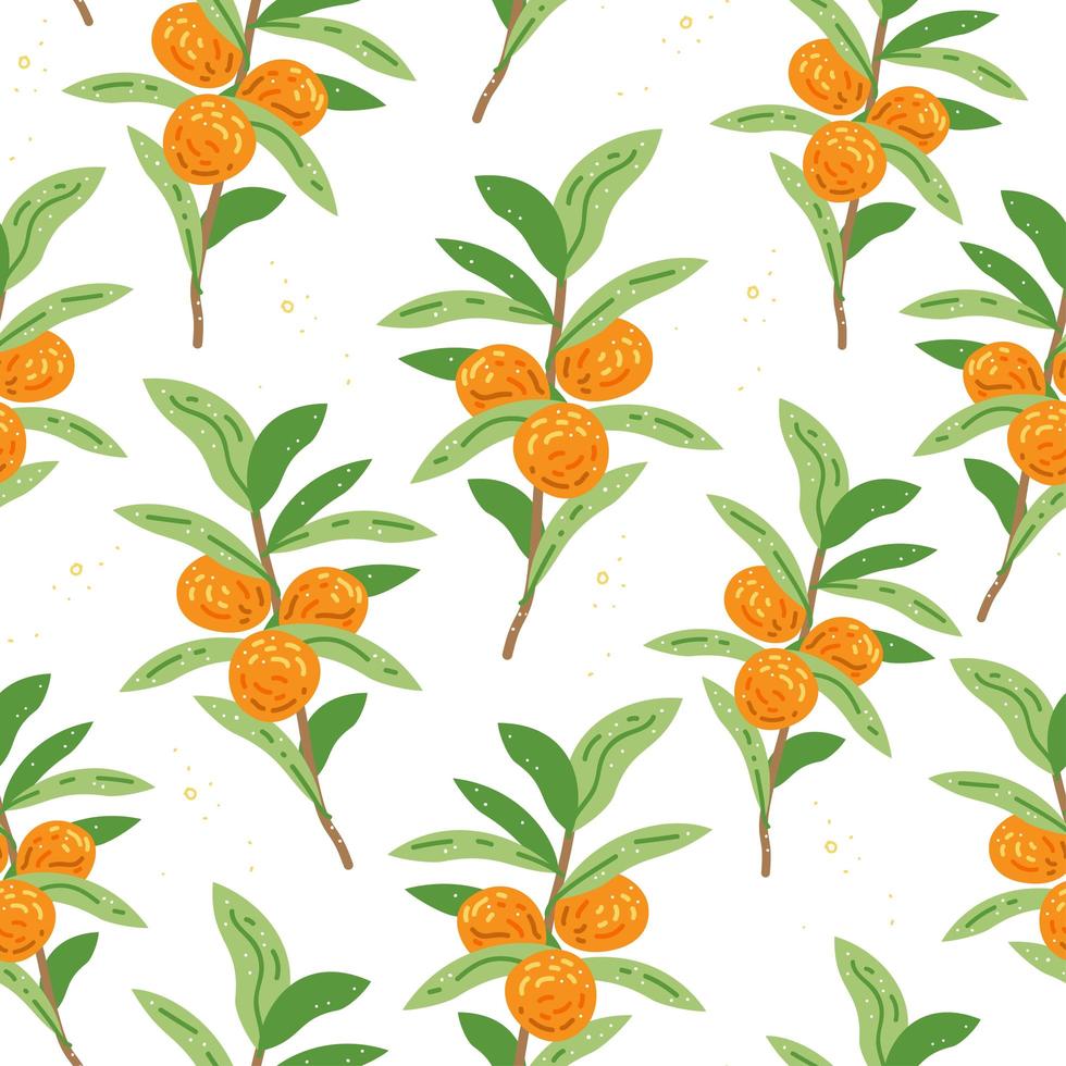 Retro seamless pattern with orange branch pattern. Summer texture. vector