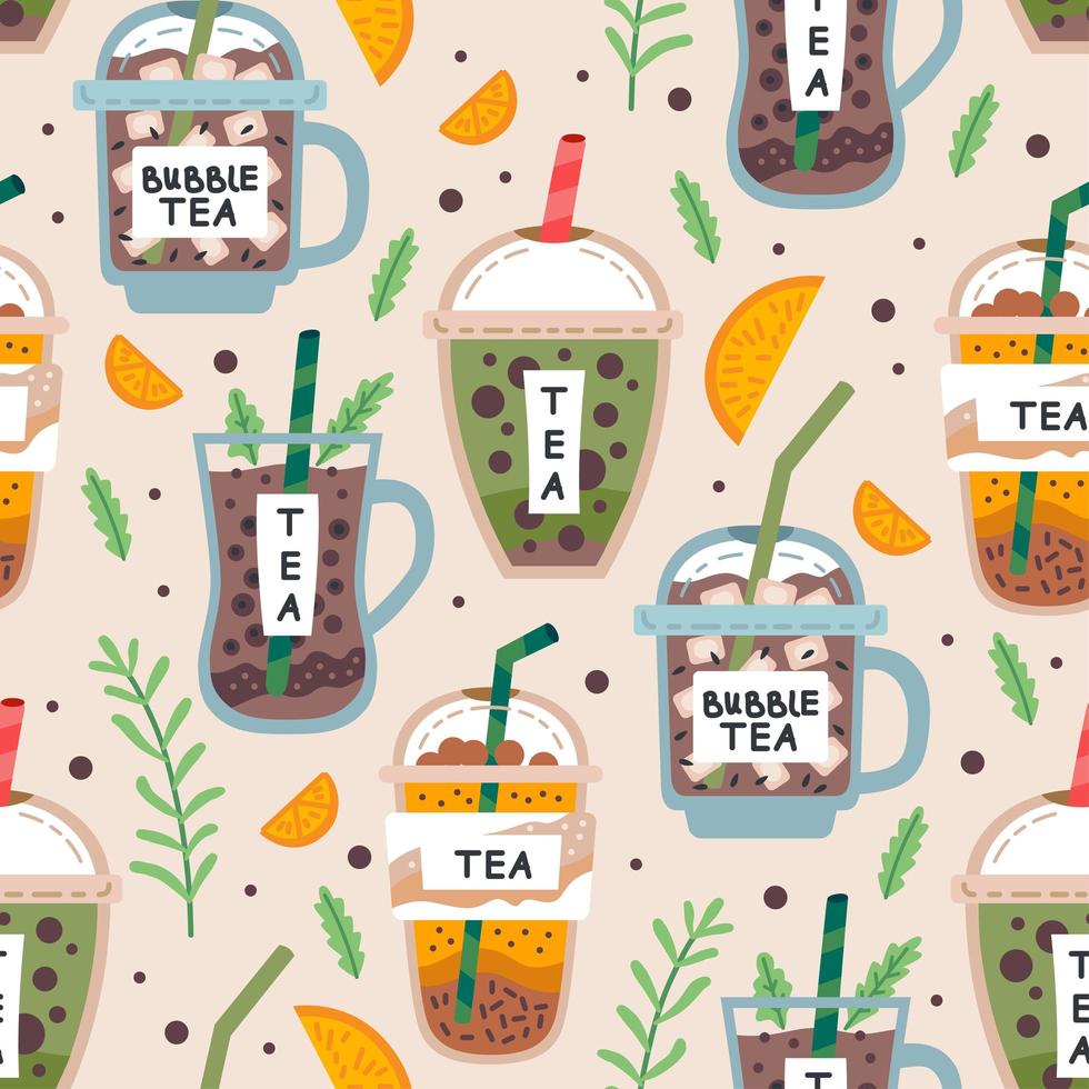 Seamless pattern with delicious vegan drinks, juices or smoothies vector