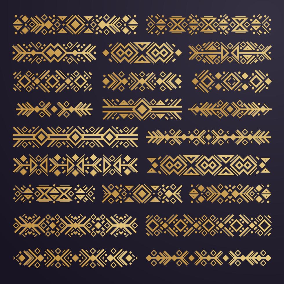 Aztec vector elements. Set of ethnic ornaments.