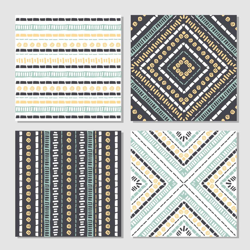 Ethnic seamless patterns. Set of aztec geometric backgrounds. vector
