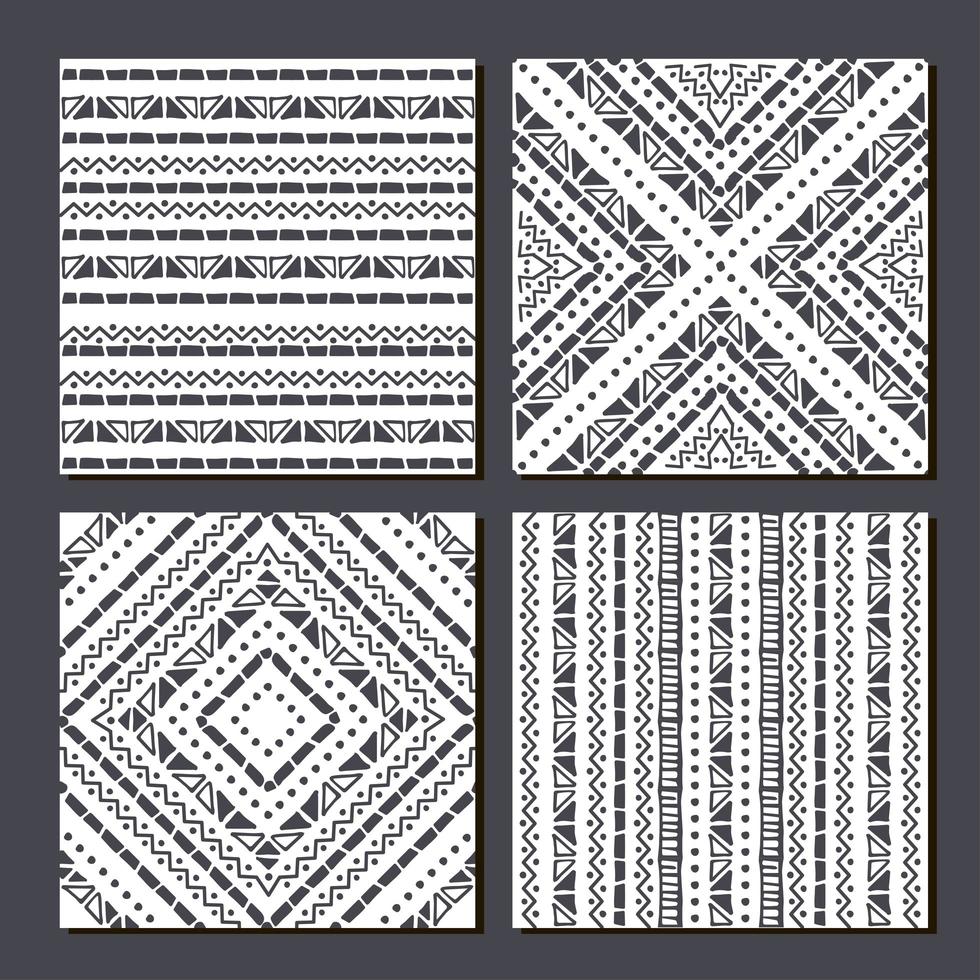 Ethnic seamless patterns. Set of aztec geometric backgrounds. vector