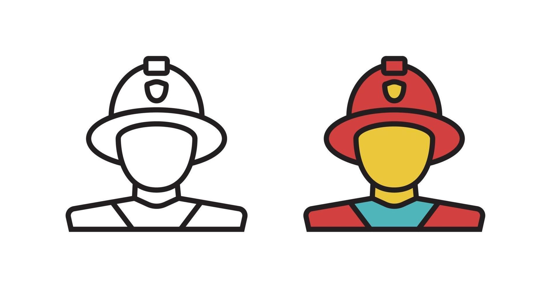 icono de bombero en el vector. símbolo de un hombre en forma de bombero. vector