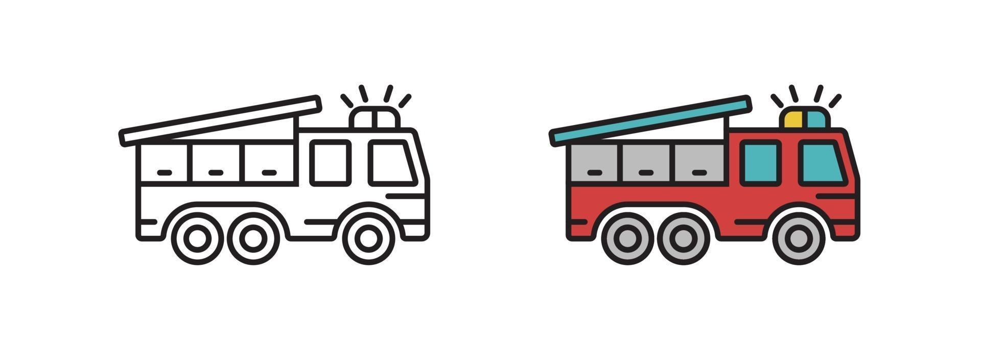 Fire truck icon in the vector. Transport symbol. Sign is linear style. vector