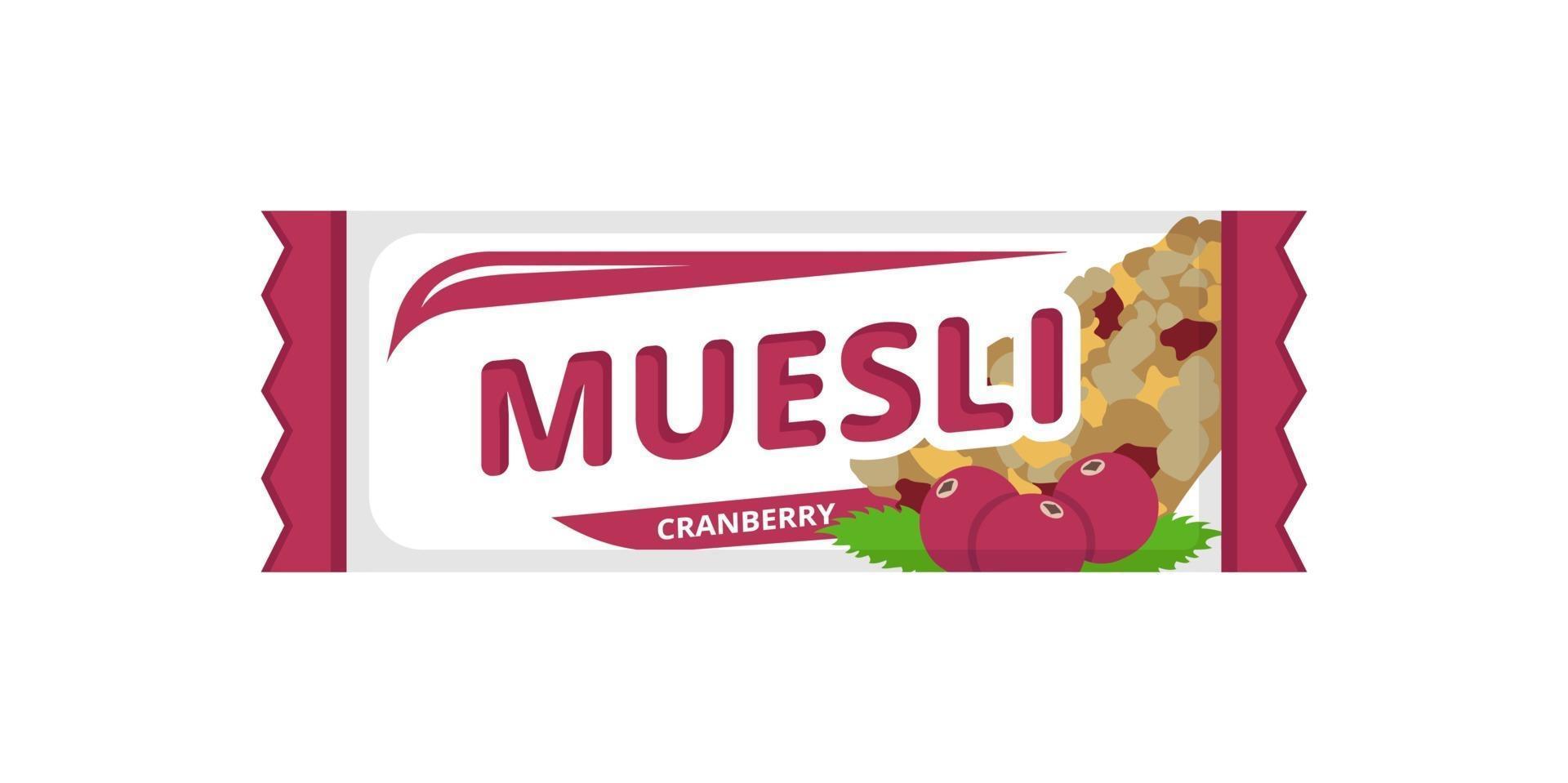 Energy snack icon. Granola bar with cranberries. Protein muesli bar. vector