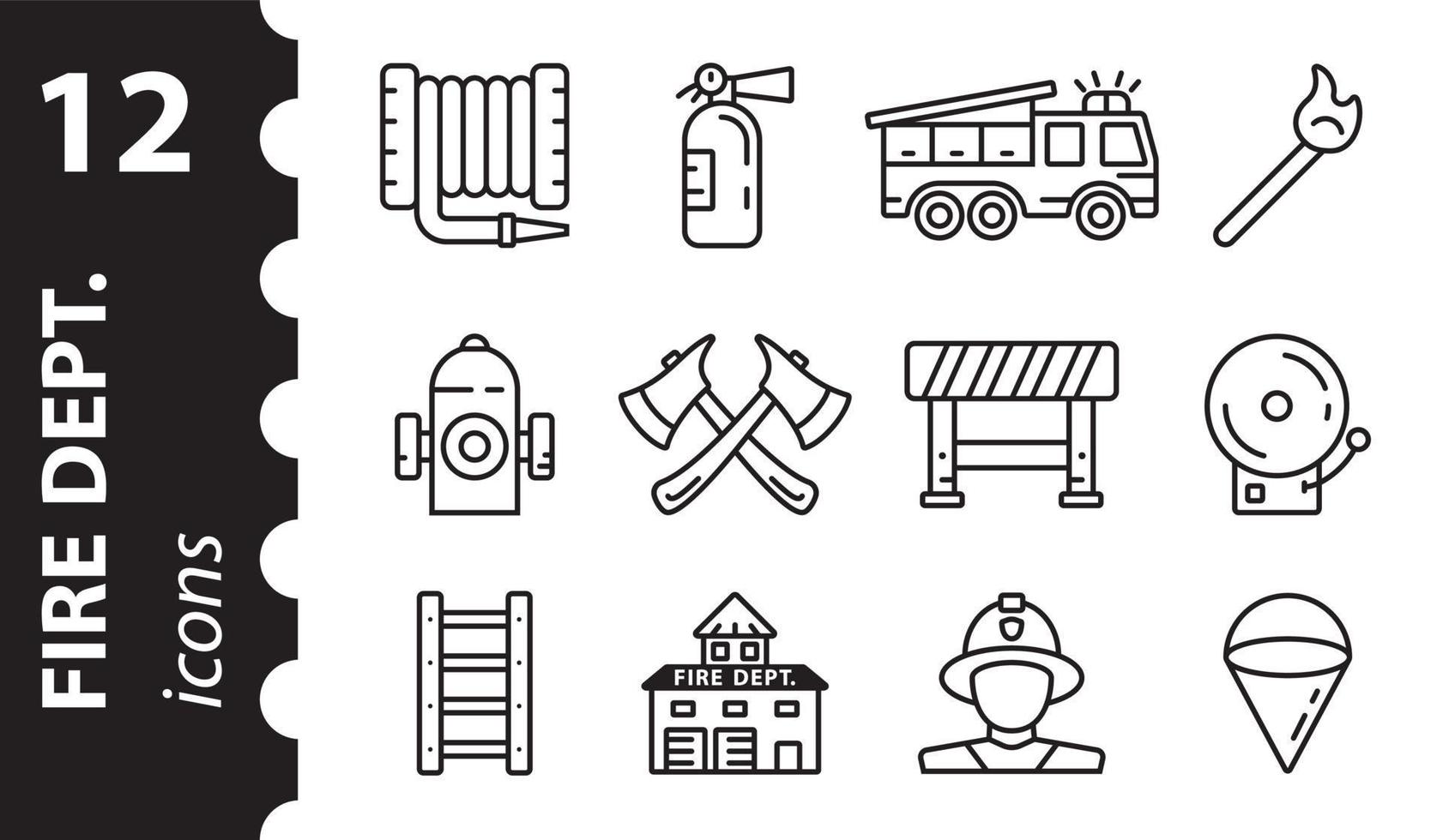 Firefighter icons in vector. Set of Fire station linear signs. vector