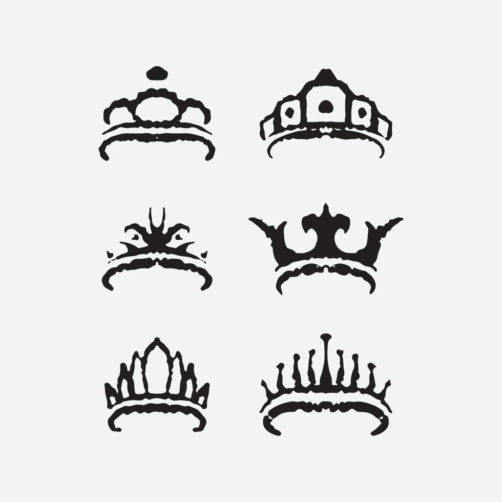 Set crown drawing vector