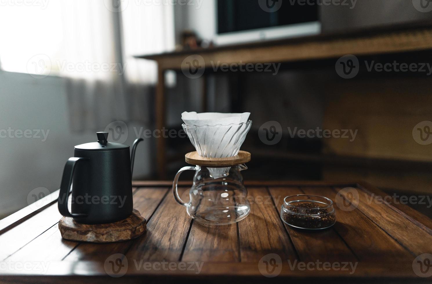 dripping coffee and slow coffee at home photo