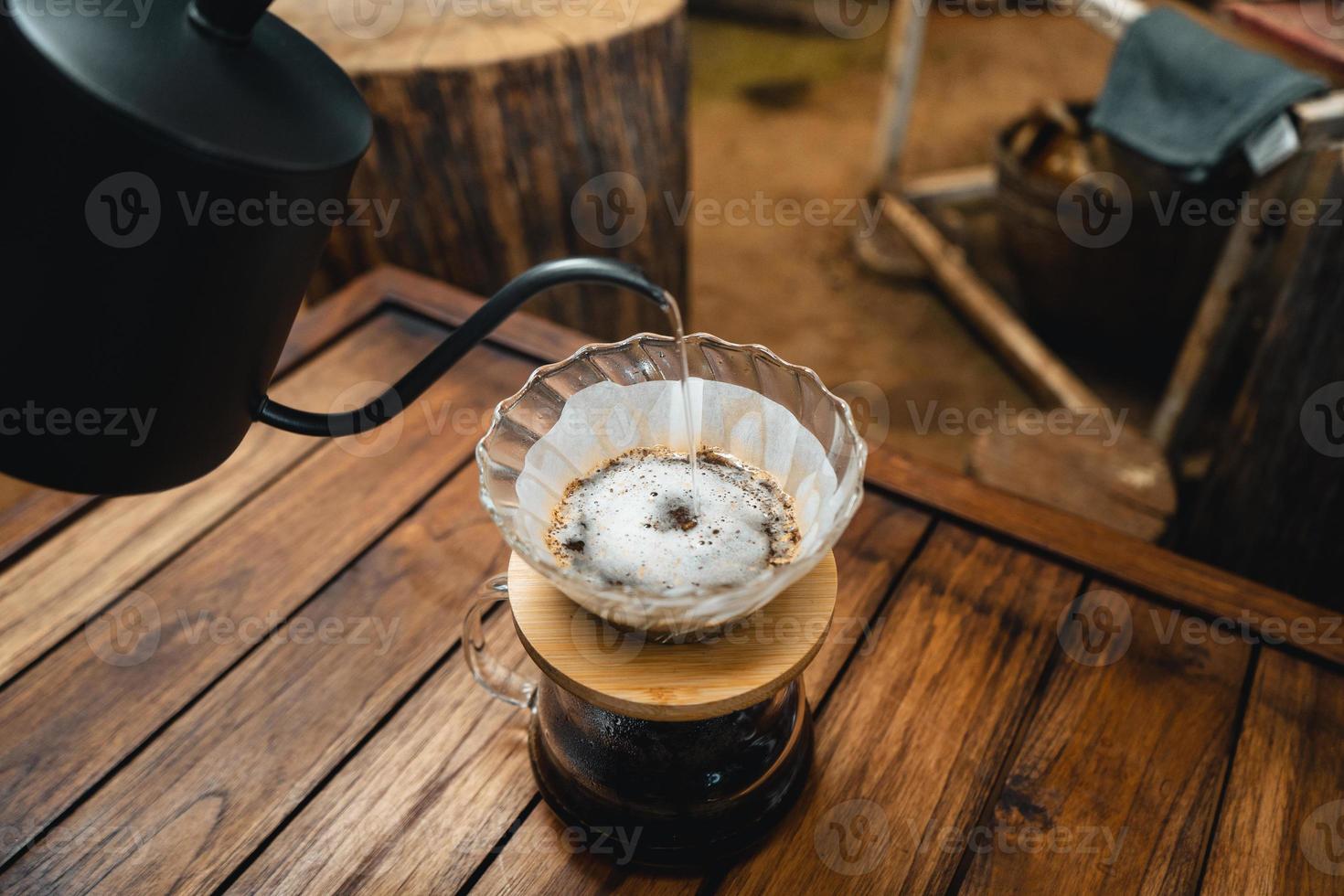dripping coffee and slow coffee at home photo