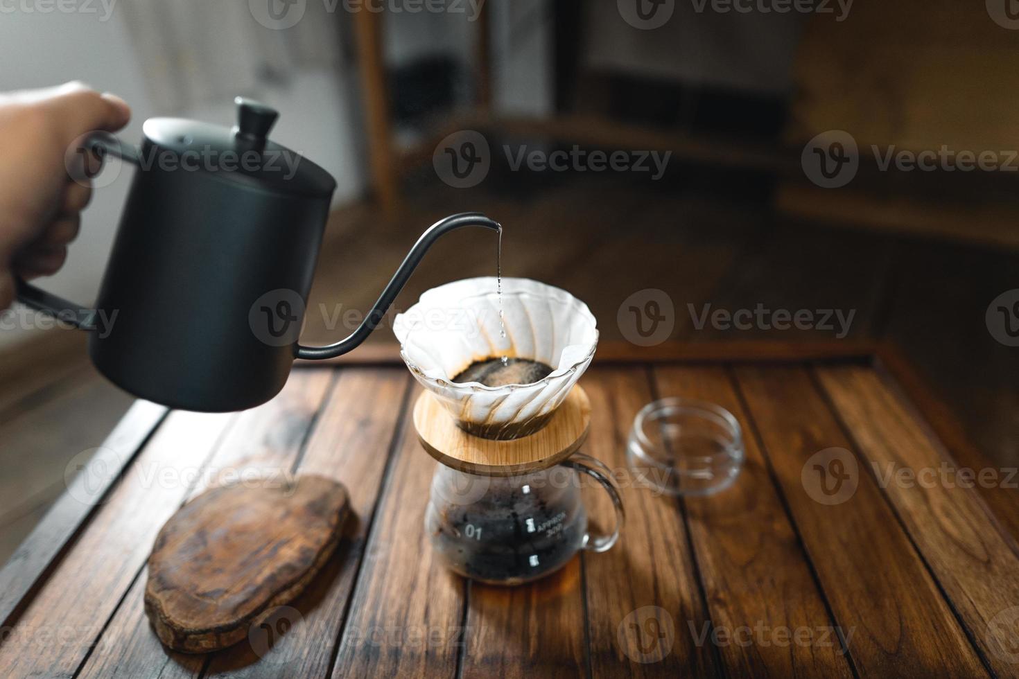 dripping coffee and slow coffee at home photo