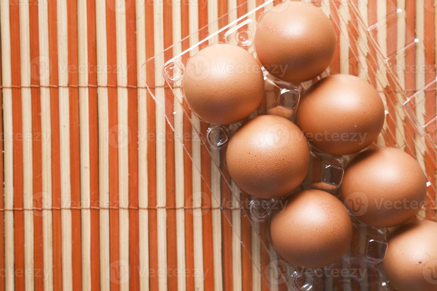 close up of eggs in a bowl. photo