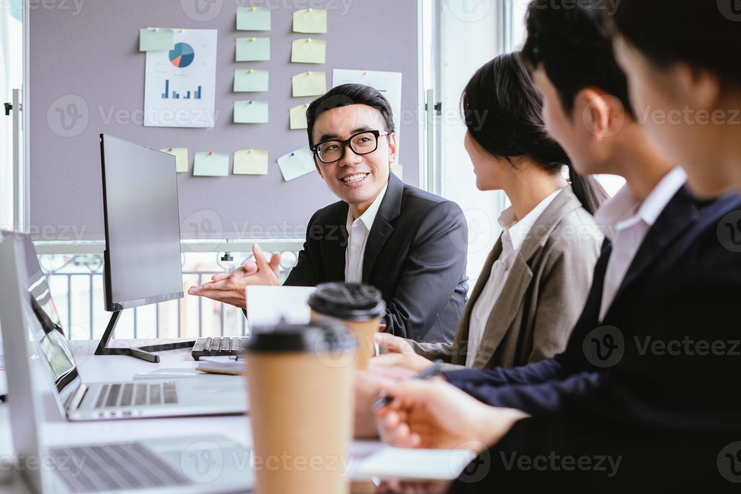 Everyone shares ideas together in the meeting photo