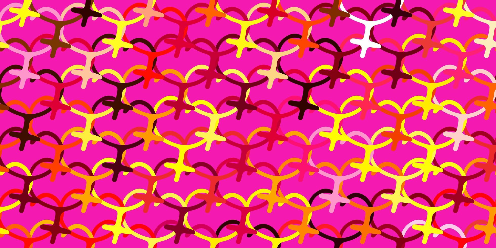 Fondo de vector de color rosa claro, amarillo con símbolos de poder de la mujer.