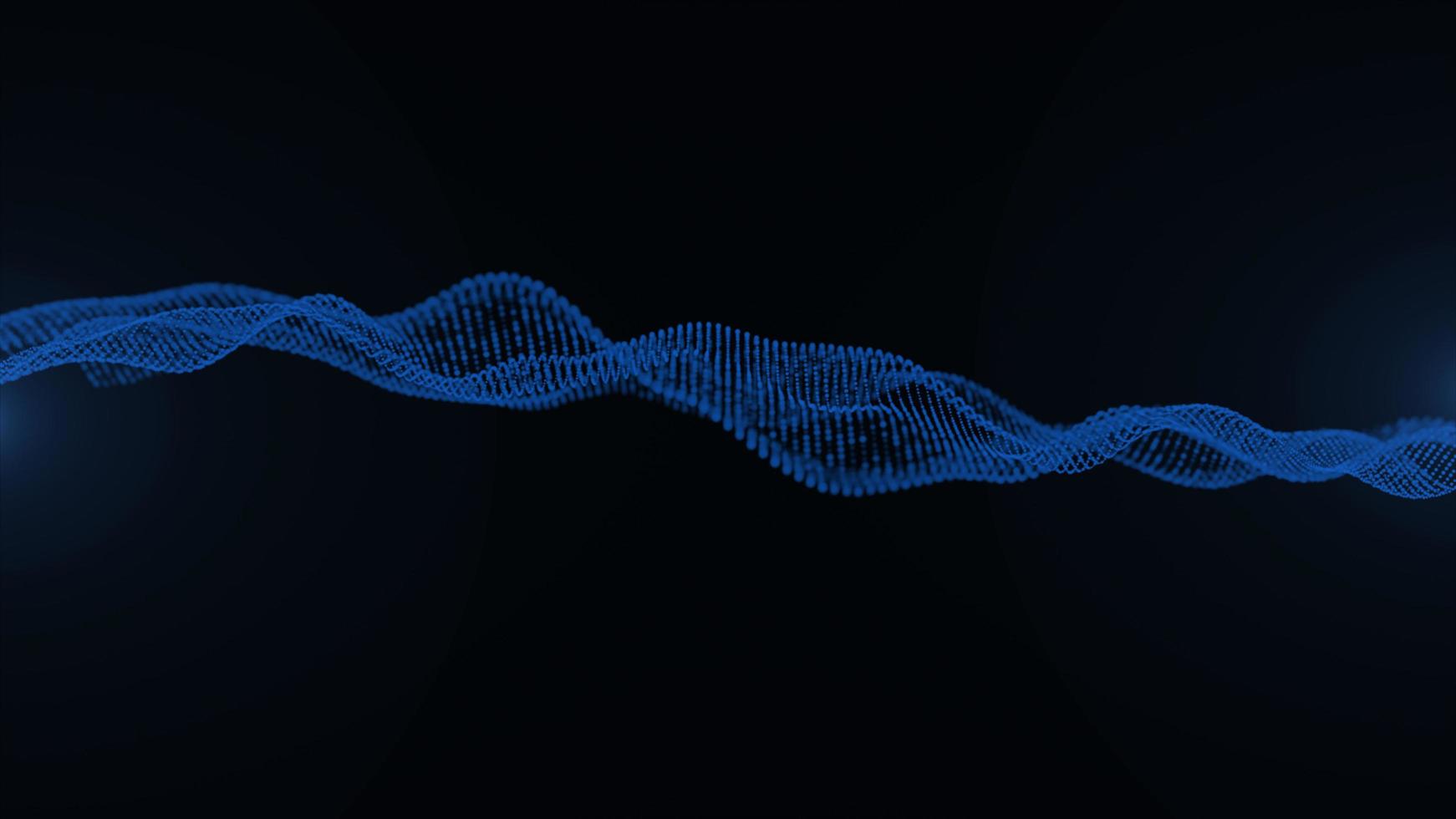 3D blue spinning wave particles technology concept photo