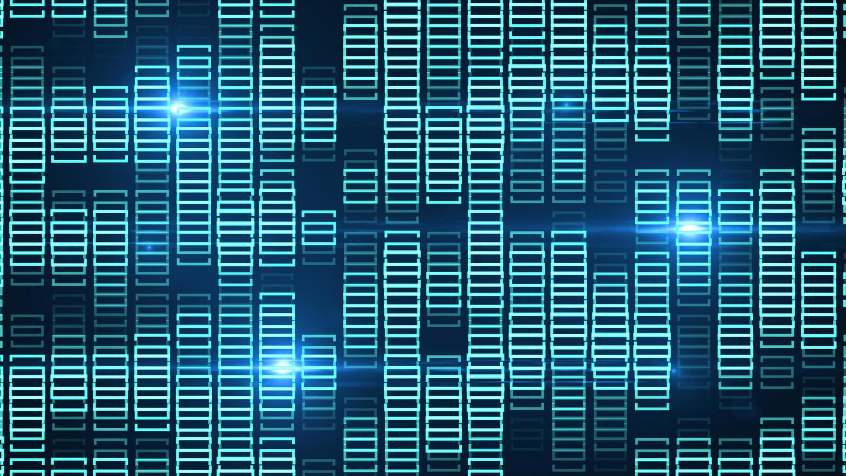 Glowing green square particles for technology background photo