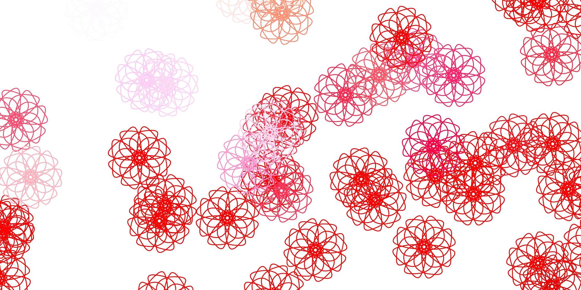Light Red vector doodle template with flowers.