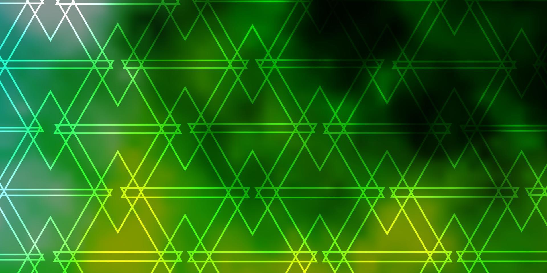 diseño de vector verde claro, amarillo con líneas, triángulos.