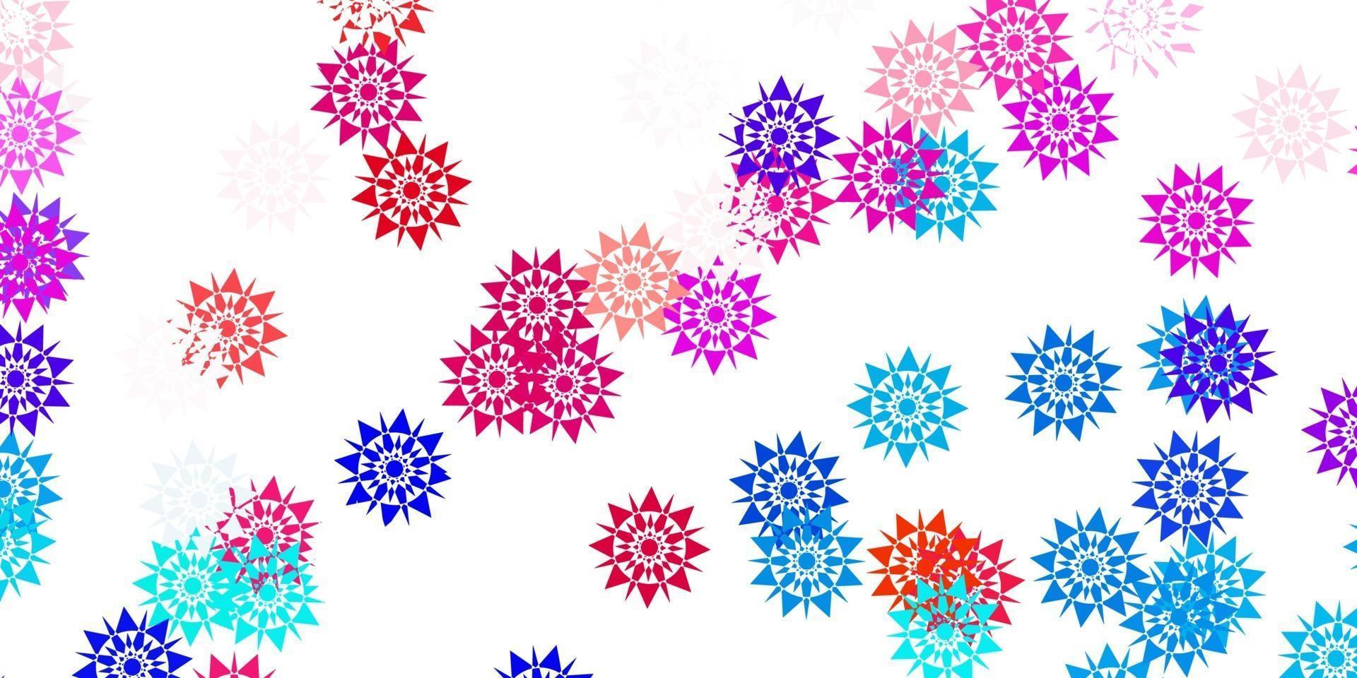 Light blue, red vector pattern with colored snowflakes.