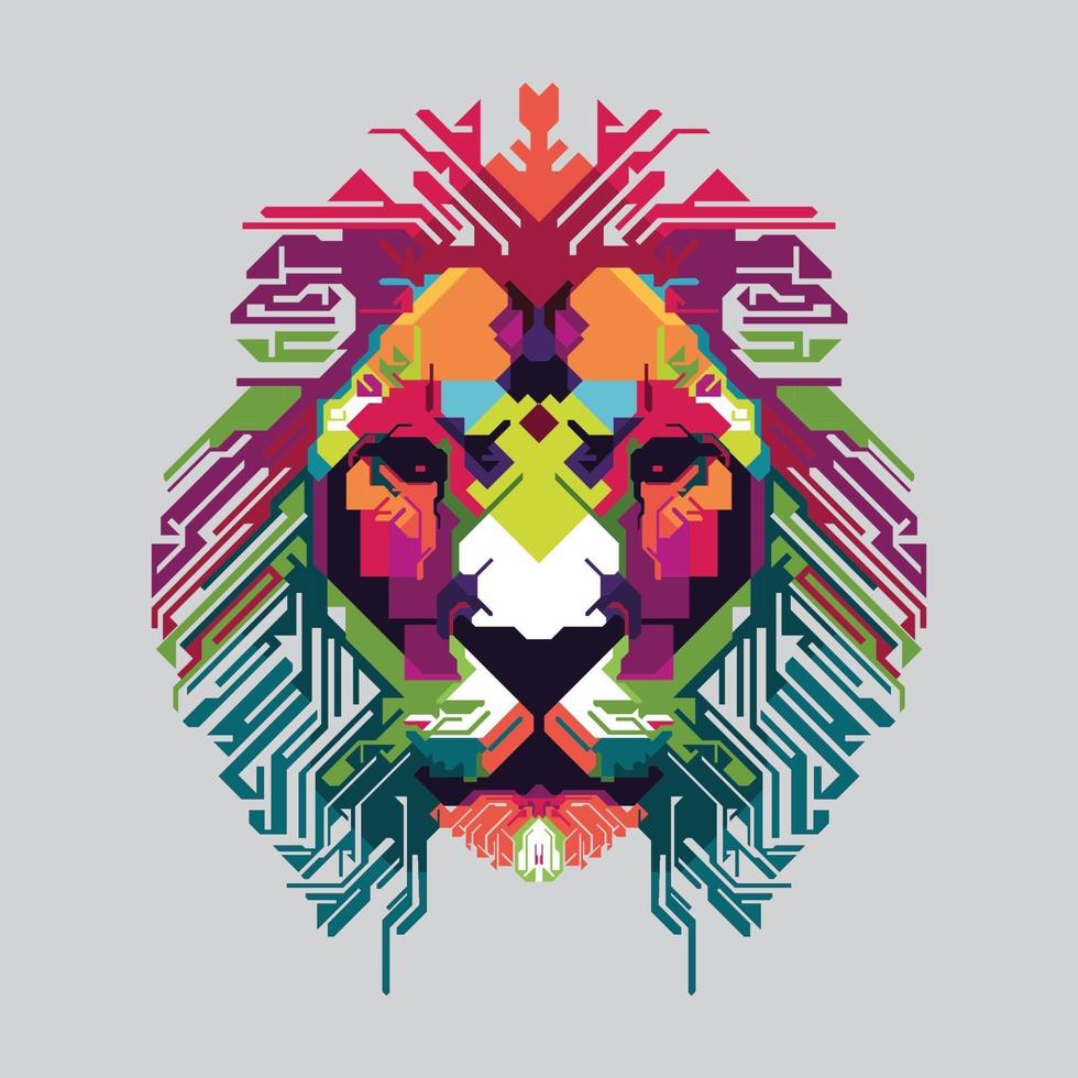 Colorful lion head vector