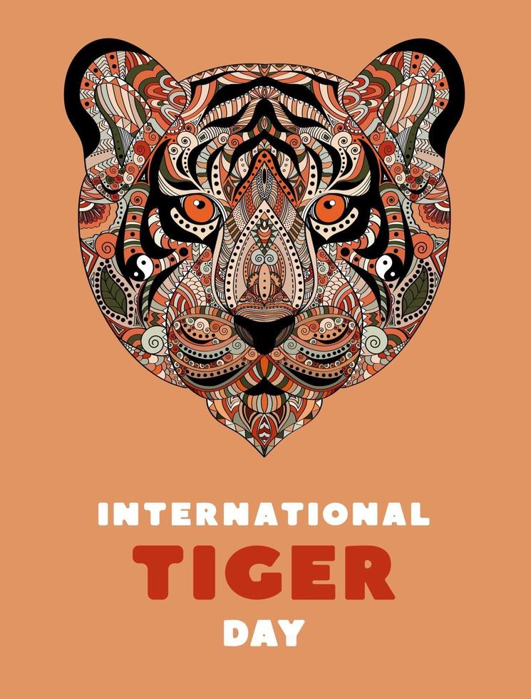 International Tiger Day, 29th July. Vector Illustration.