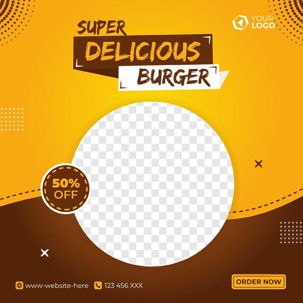 publicación de redes sociales deliciosa hamburguesa vector