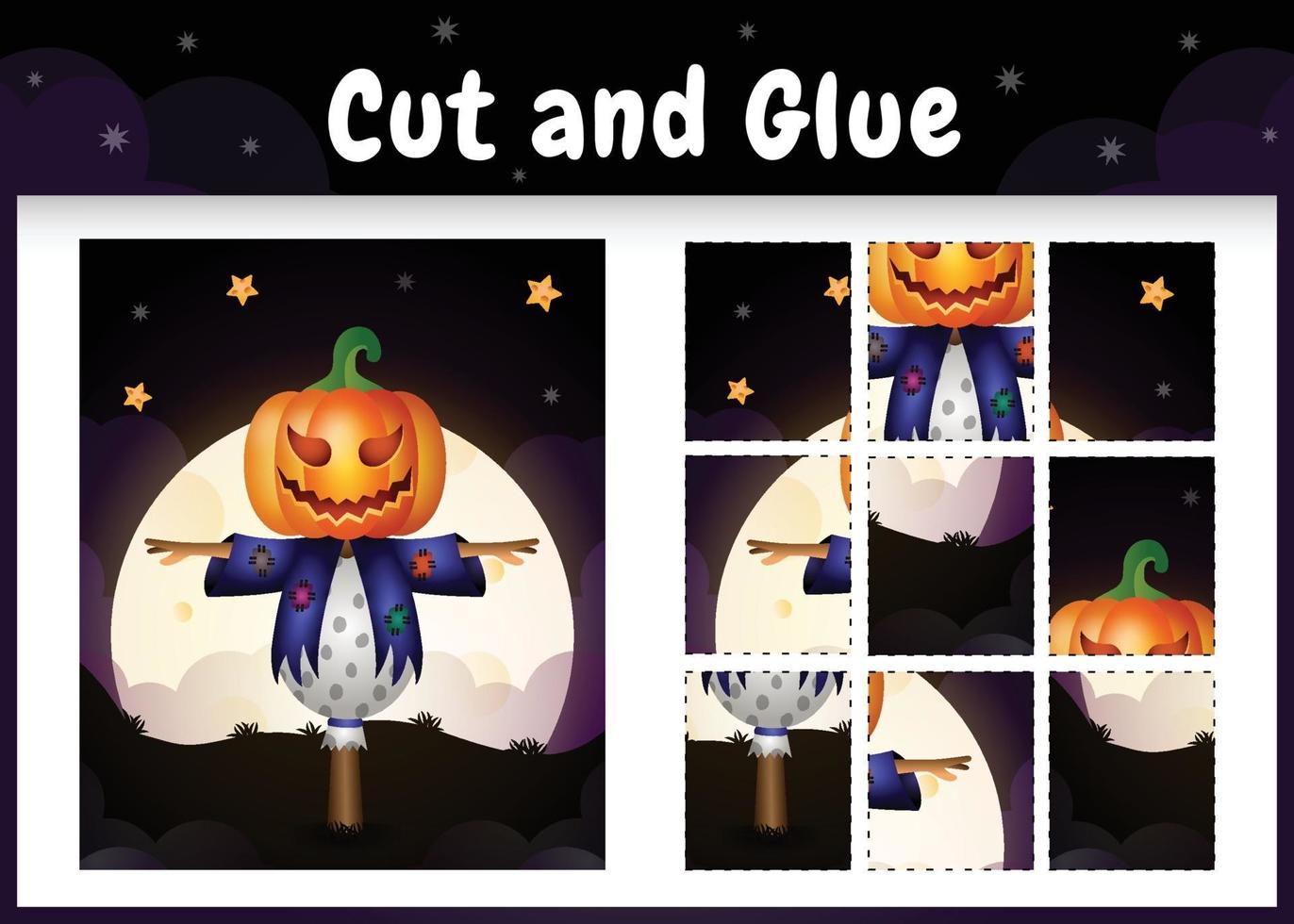 Children board game cut and glue with a scarecrow vector