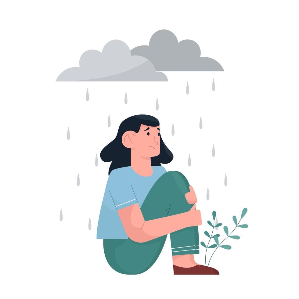 Young woman in depression with sad expression vector
