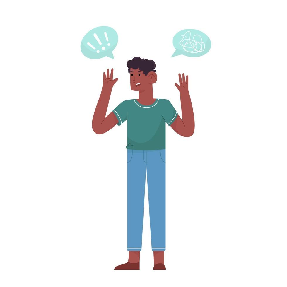 Man hands up because stress with problem vector