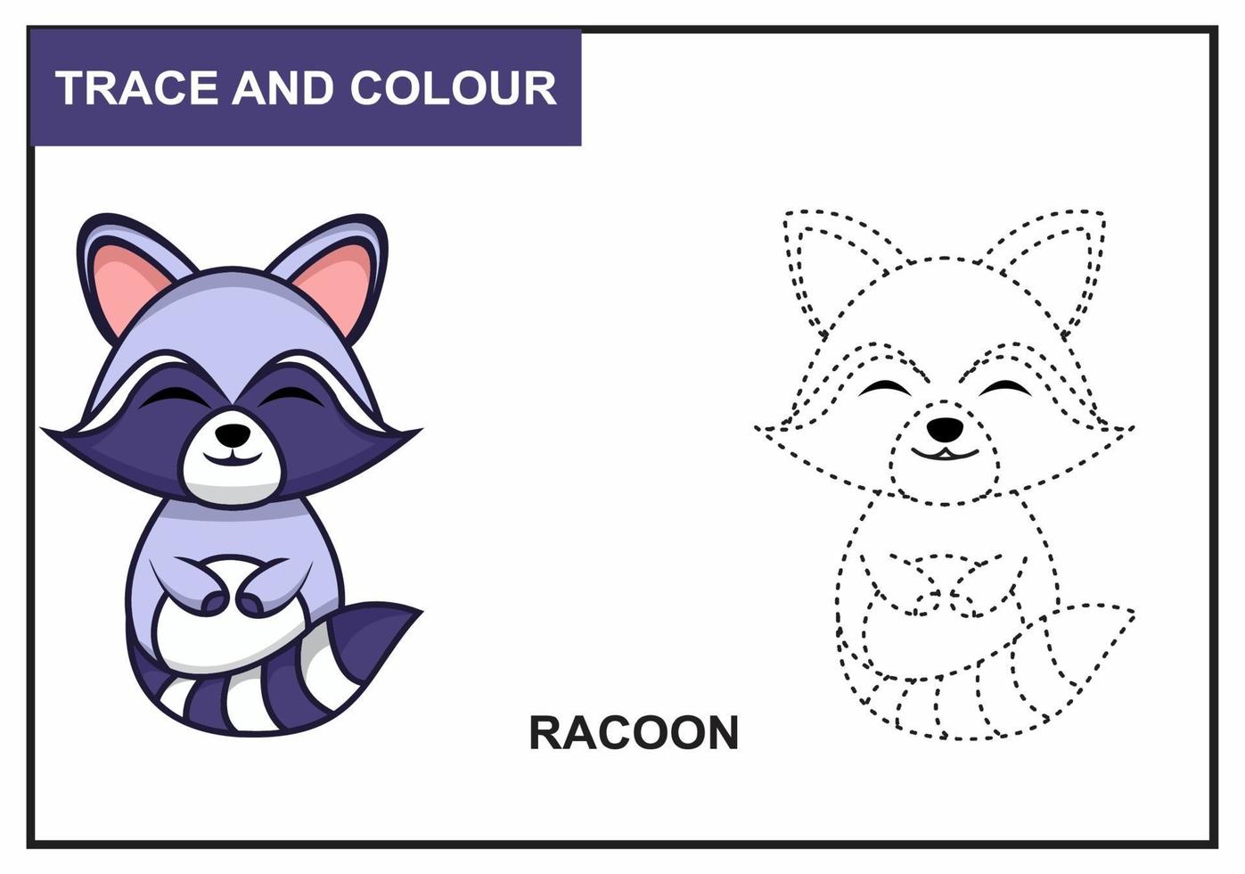 trace and colour racoon vector