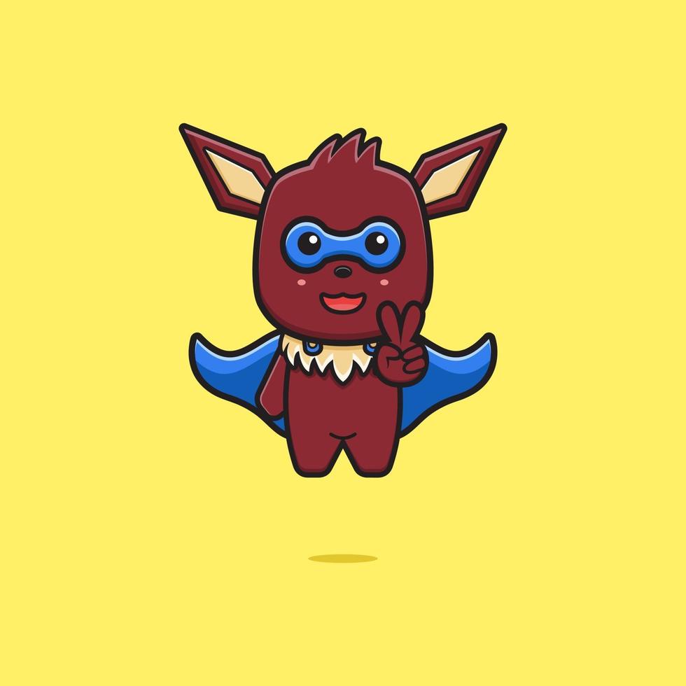 Cute monster super hero cartoon icon illustration vector