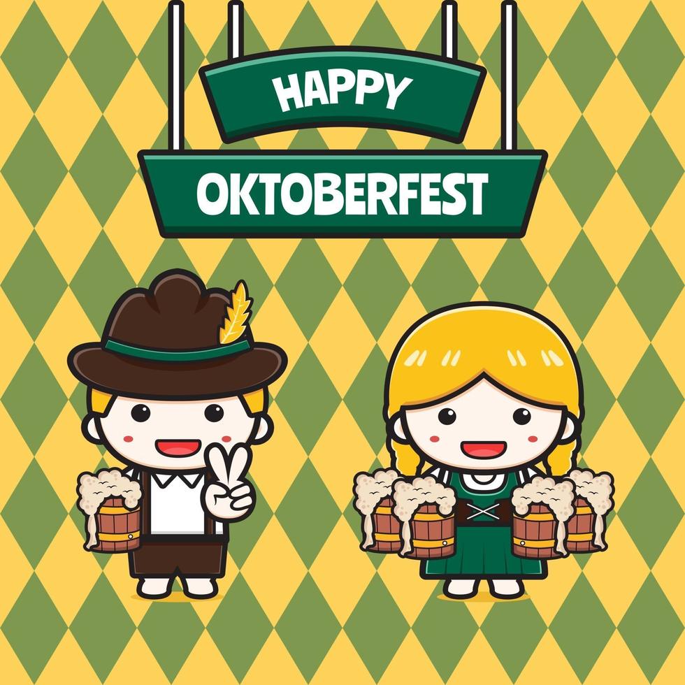 Ilustración de icono de dibujos animados de banner de celebración de oktoberfest lindo vector