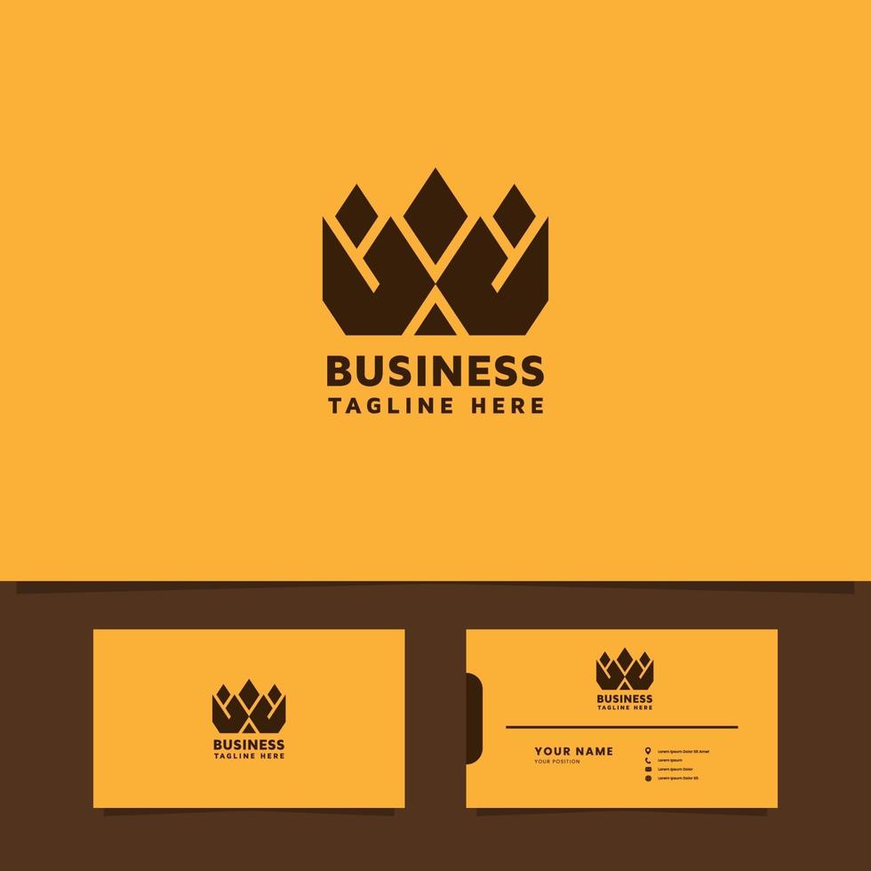 Ornamental crown logo with business card template vector