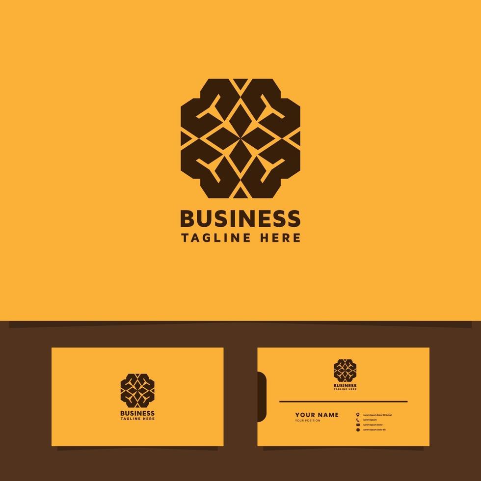 Flower pattern logo with business card template vector