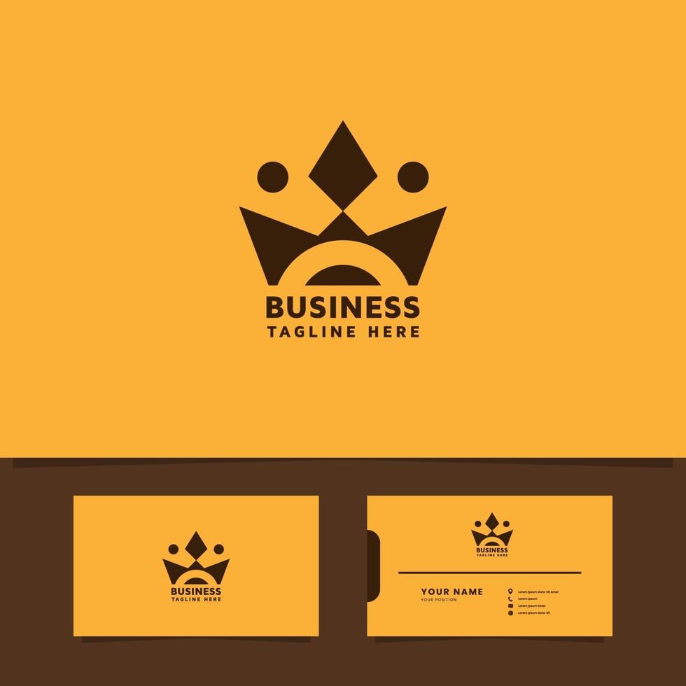 Ornamental crown logo with business card template vector