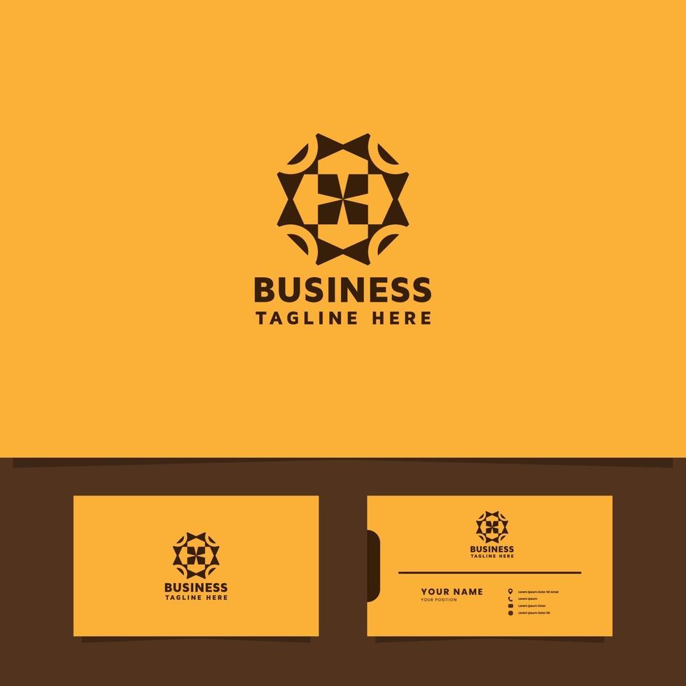 Ornamental pattern logo with business card template vector