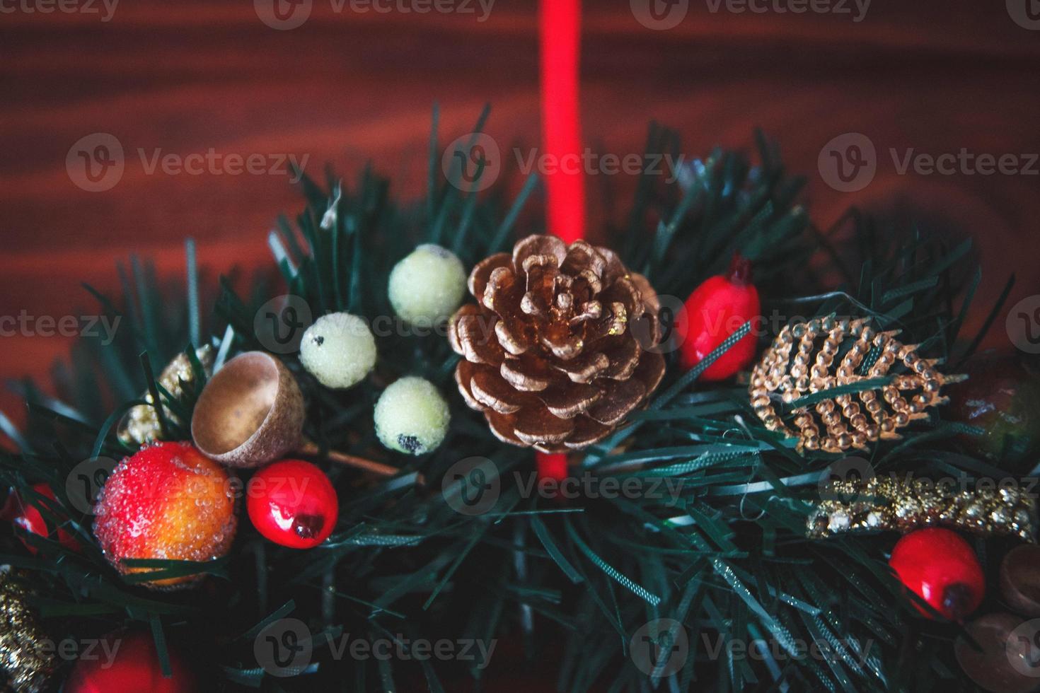 Christmas border from christmas wreath useful as christmas decoration photo